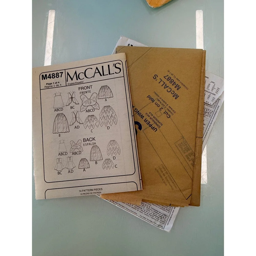 McCall's M4887 Kids Costume Pattern Fairy Princess Dress Cape Sizes 6-18 Uncut